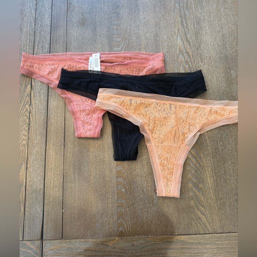 Soma Women's Lace Panties - Black, Pink, and Tan